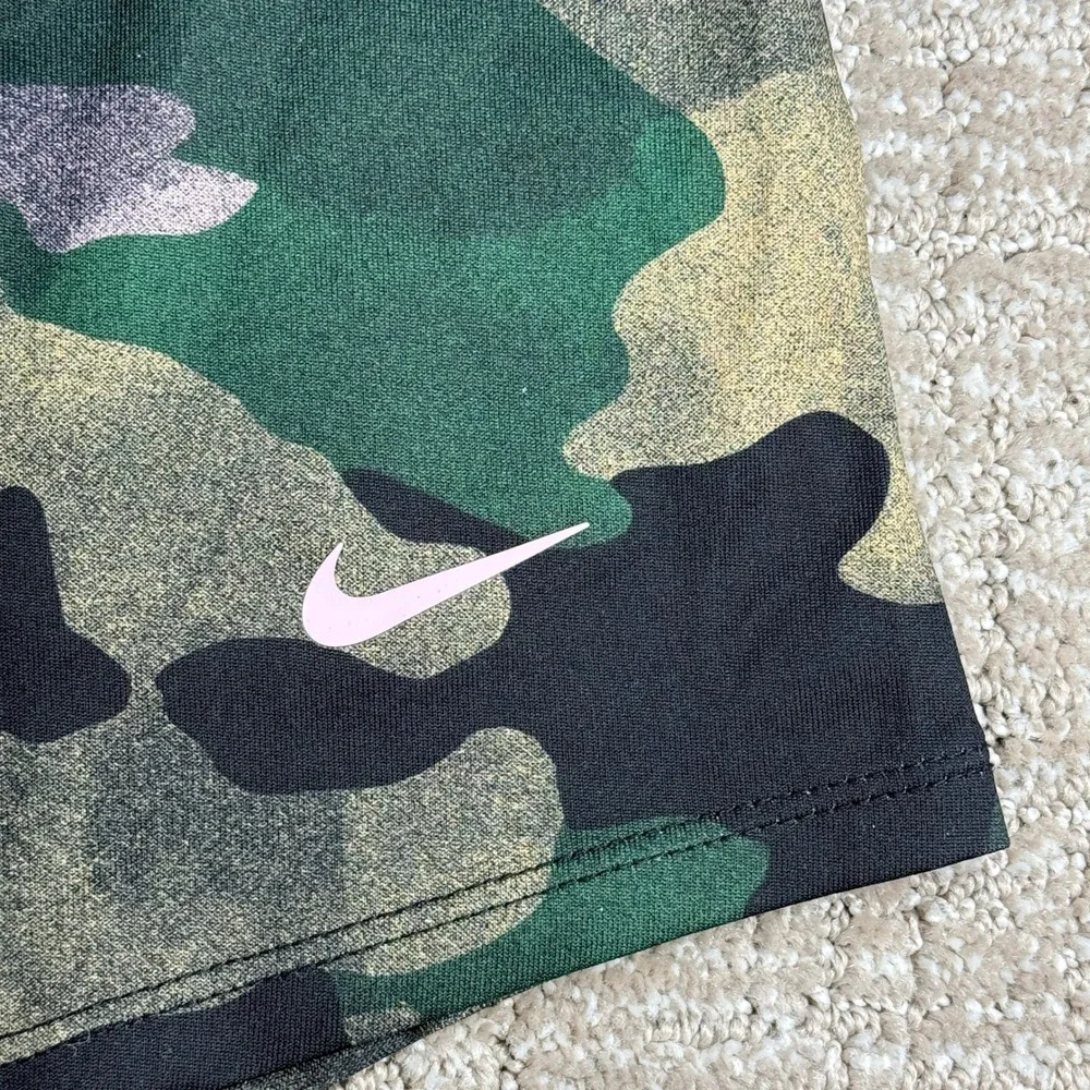 Nike Womens Tank Top Dri-FIT Camo High Neck S Green Performance Polyester